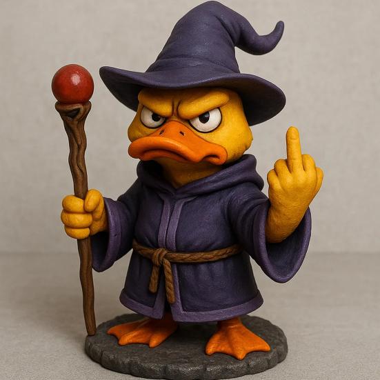 Wizard Duck Figurine Resin Middle Finger Ducks Tabletop Centerpiece Halloween Collectible Ornament for Home Decor