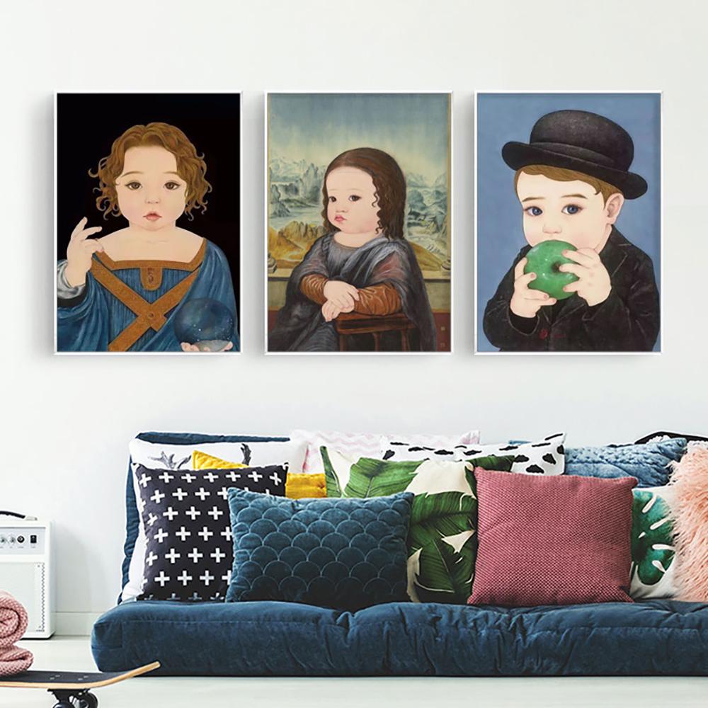 Dipinto di fama mondiale Monna Lisa Pittura decorativa Van Gogh Personaggio dei cartoni animati Poster artistico Stampe murali per la camera da letto della casa dei bambini
