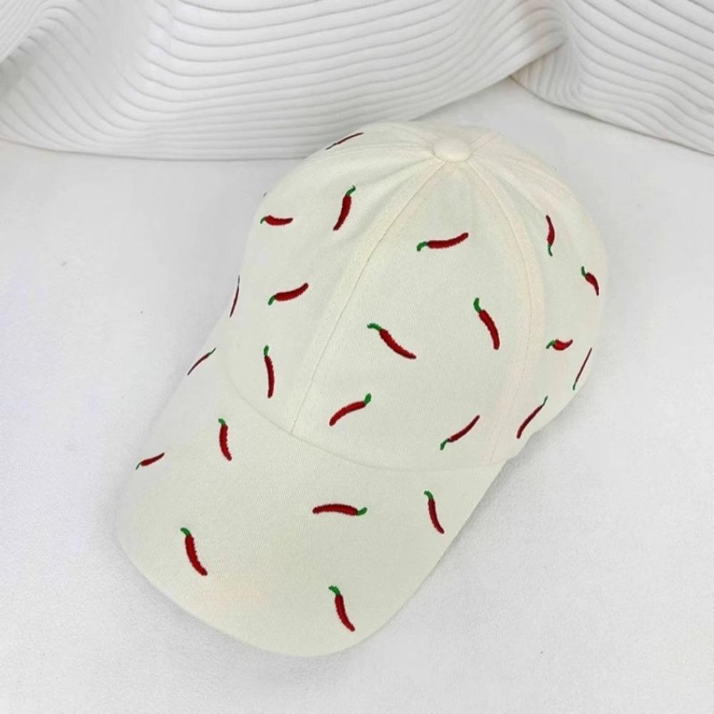 Creative Chili Embroidered Baseball Cap Sunscreen Cotton Baseball Cap Casual Red Pepper Hat  Men