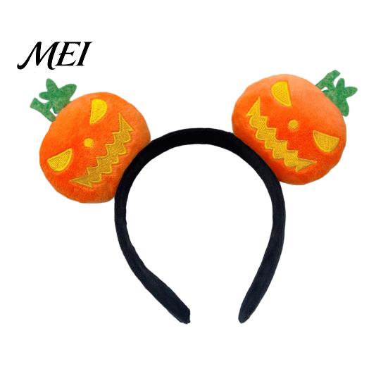 Holiday Headwear for Kids Adults Halloween Plush Pumpkin Headband, Fuzzy Orange Ghost Face Cute Headpiece Hair Accessories Women Costume Cosplay Theme