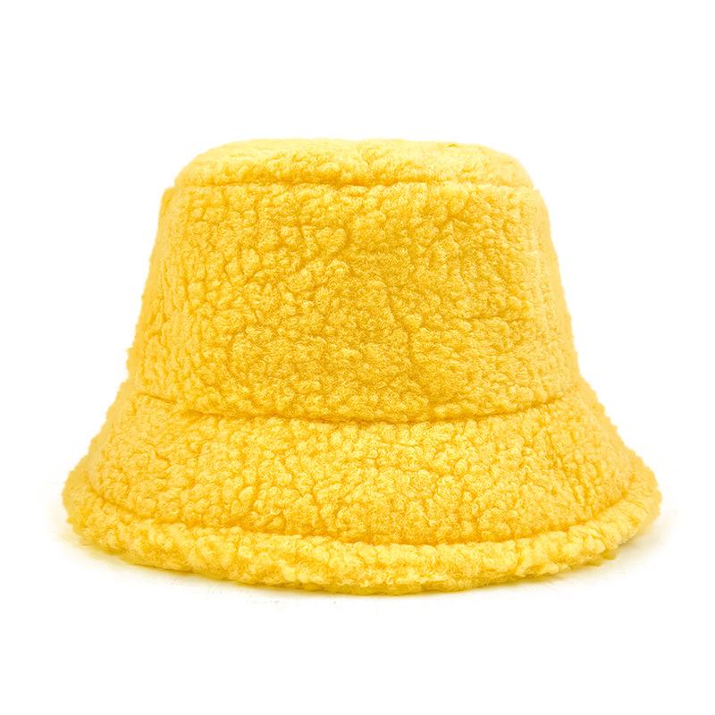 Winter Light Board Lamb Plush Bucket Hat Men and Women Plush Warm Bucket Hat Solid Color Lamb Plush Basin Hat