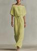 Amazon  European and American Cross-border Summer New Elegant Casual Solid Color Medium Sleeve One-word Collar Women's Dress