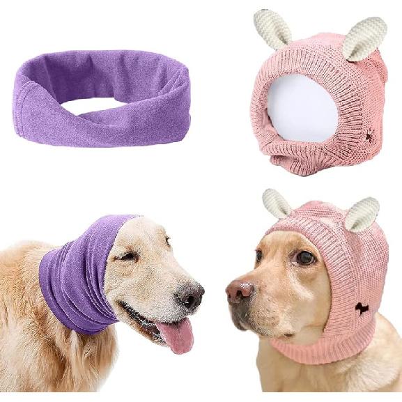 YolentQuiet Ears for Dogs Anxiety Barking Dog Ear Covers Muffs Snood for Noise 2PCS Dog Ear Hearing Earmuffs Fireworks Protection Anti Anxiety Dog