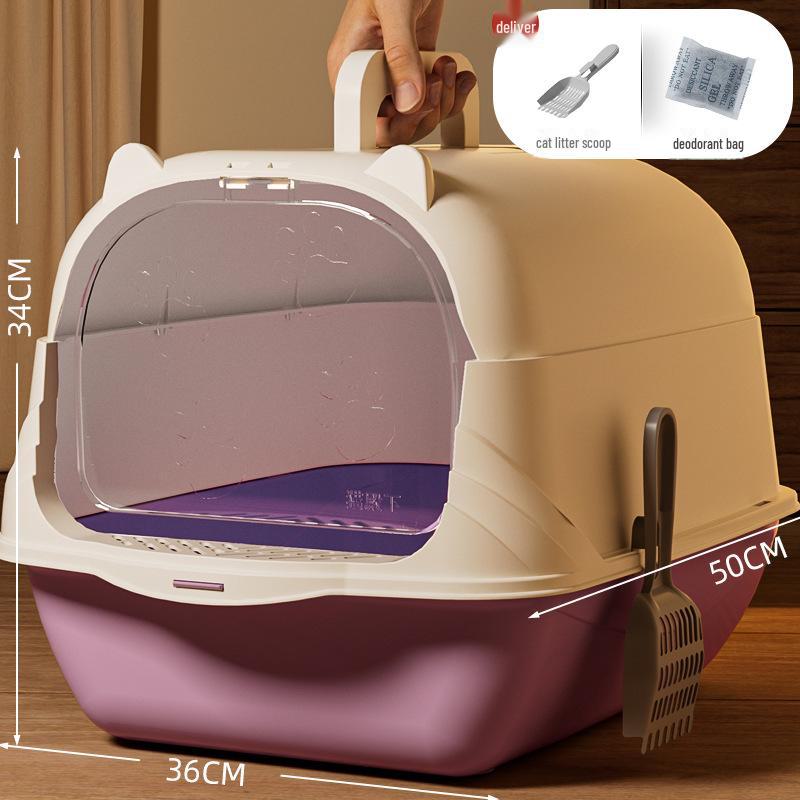 Extra Large Enclosed Cat Litter Box with Deodorant and Anti-Splash Design