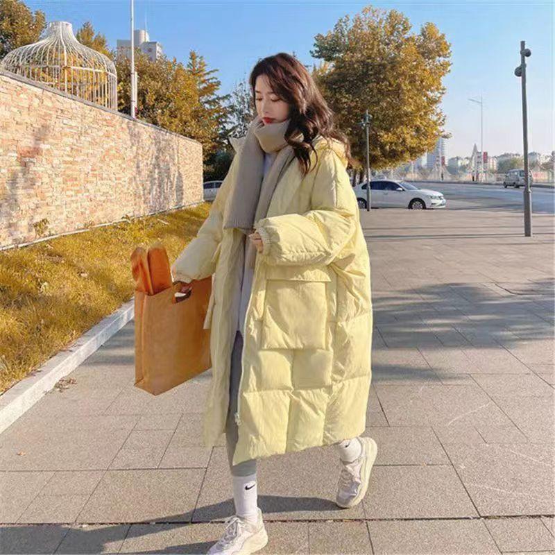 

Milk yellow down cotton clothes women s winter new medium and long loose bread clothes cotton clothes thickened coat XL