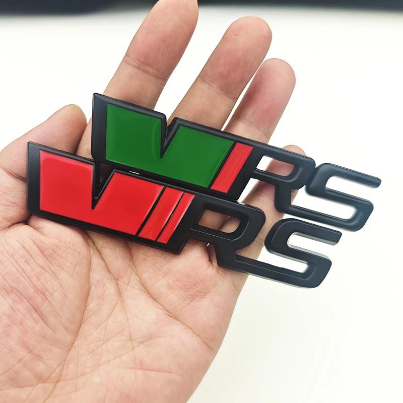 3d Metal RS Logo VRS Car Front Grill Emblem Rear Trunk Badge for Skoda VRS Octavia 1 2 3 Rapid Kodiaq Karoq Fabia Kamiq Superb EH4