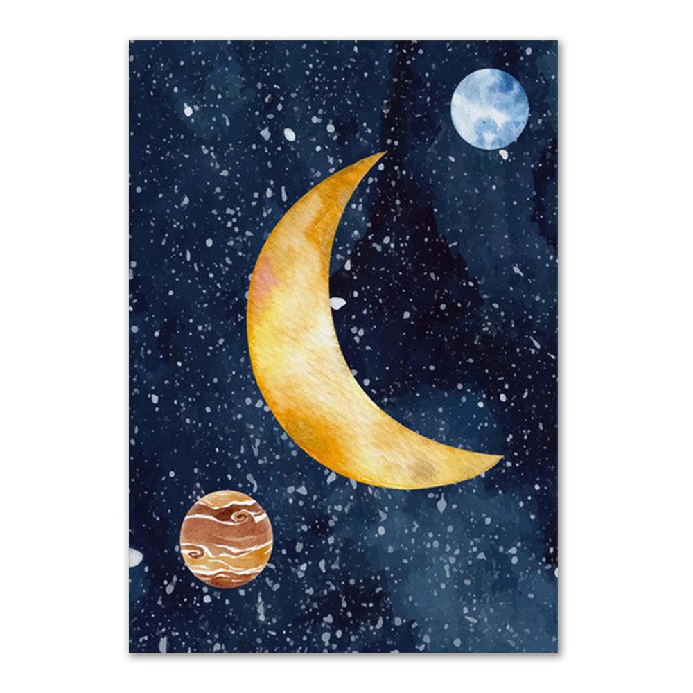 Custom Kids Name Wall Art Poster Print Space Rocket Astronaut Planet Nursery Canvas Painting Personalized Wall Art Painting Art