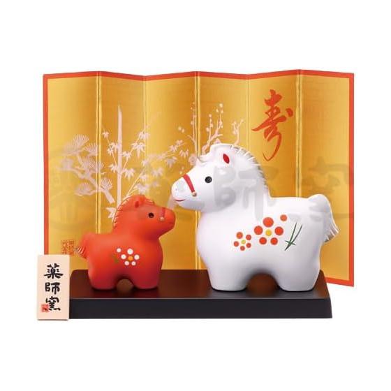 Yakushigama (Yakushigama) Nishikisa Lucky Horse (Red and White/Small) [53] 2026 Reiwa 8 Zodiac Horse New Year Ornament Lucky Charm