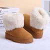 Women's Winter Cotton Boots, Mid-Cut Thick-Soled Boots, Warm, Fleece-Lined, Thick Snow Boots