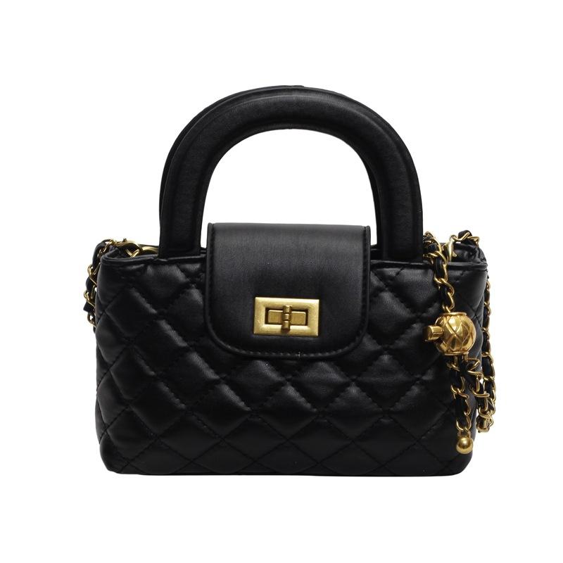 

Rhombus chain handbag bag simple texture messenger women s bag lock design single shoulder small square bag чёрный