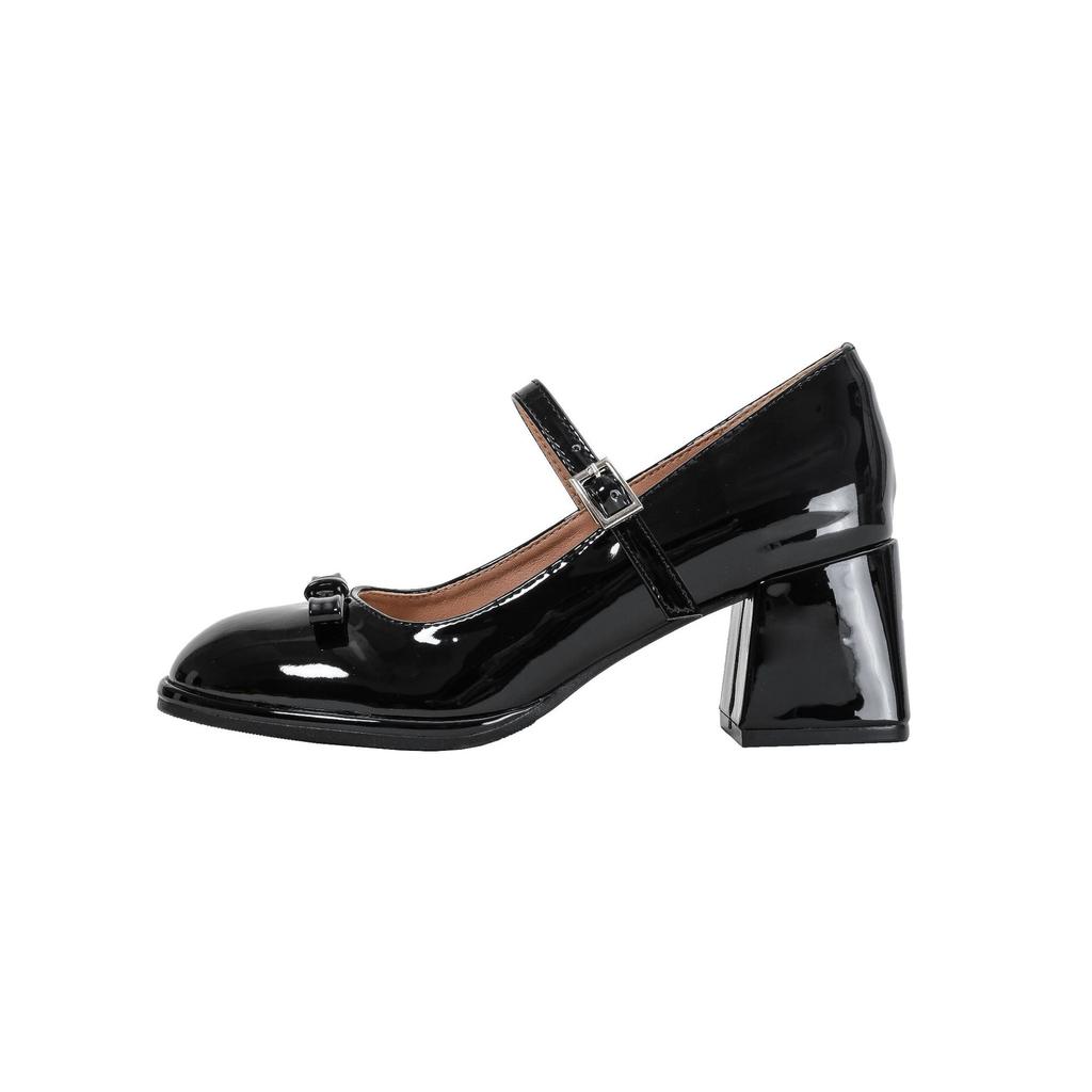 New Design Mary Jane Shoes Buckle Pumps Women Elegant Shallow Hollow Thick Heel Casual Shoes Ladies Office Party Leather Shoes