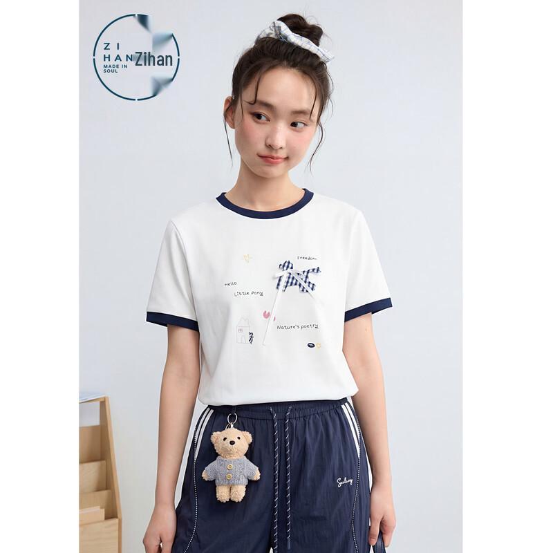 ZIHAN Women's Cotton Feel Cartoon Print Short Sleeve T-Shirt