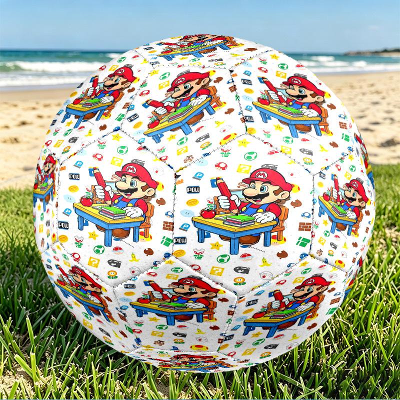 Super Mario Print Size 5 Soccer Ball, PU Wear Resistant Football for Match Training and Daily Practice, Birthday Gift for Soccer Fans