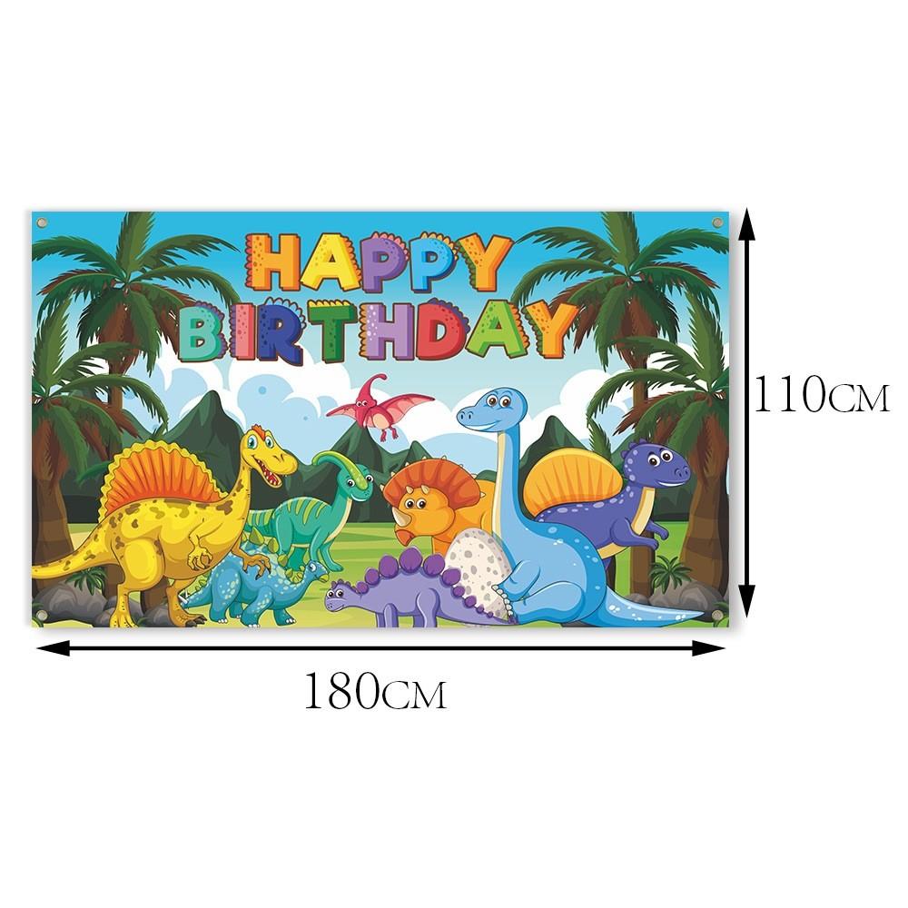 Cartoon Dinosaur Themed Background Banner For Birthday Party And Event Decor