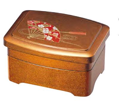 Wakaizumi Eel and Asakura Bowl Gold New Red Two Lacquerware, Set, Pear-Ground, Fan-Shaped, Lacquer, Tiers, U-1-26