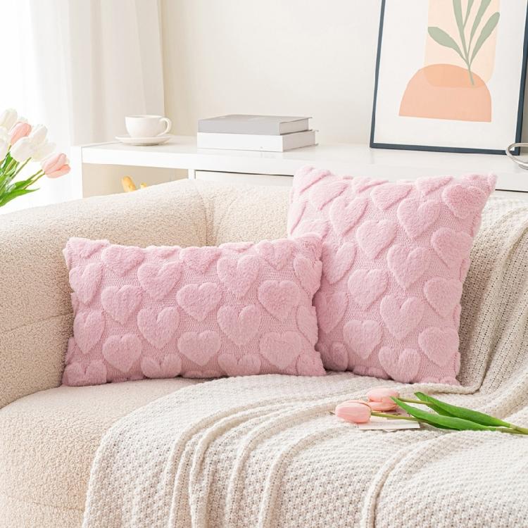 2Pack Valentines Day Pink Plushes Cushions Cover Decorative Pillow Case for Home Ambiances for Sofa Bed Decorations