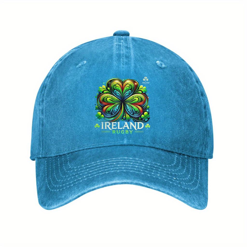 Ireland Rugby Shamrock Baseball Cap Washed Cotton Adjustable Casual Sun Protection Outdoor Sport Cap