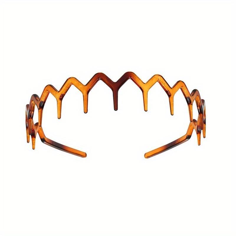 

1 шт. Чорний бурштиновий хвилястий обруч для волосся з довгими зубами Ретро-пластиковий нековзкий обруч для голови Обруч для обличчя для чоловіків і жінок бурштин