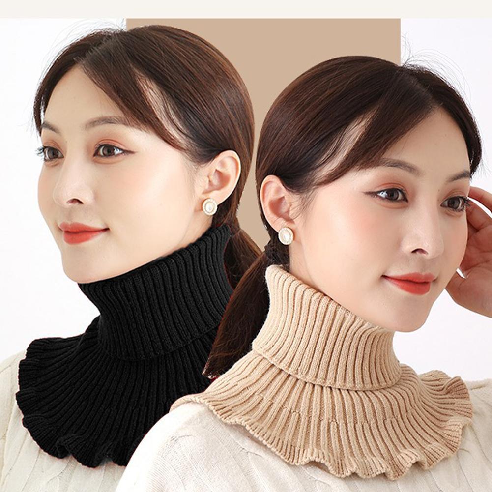 Neck Scarf Women Turtleneck Knitted False Fake Collar Detachable Scarf Warm Winter Windproof Wrap Scarf Ruffles