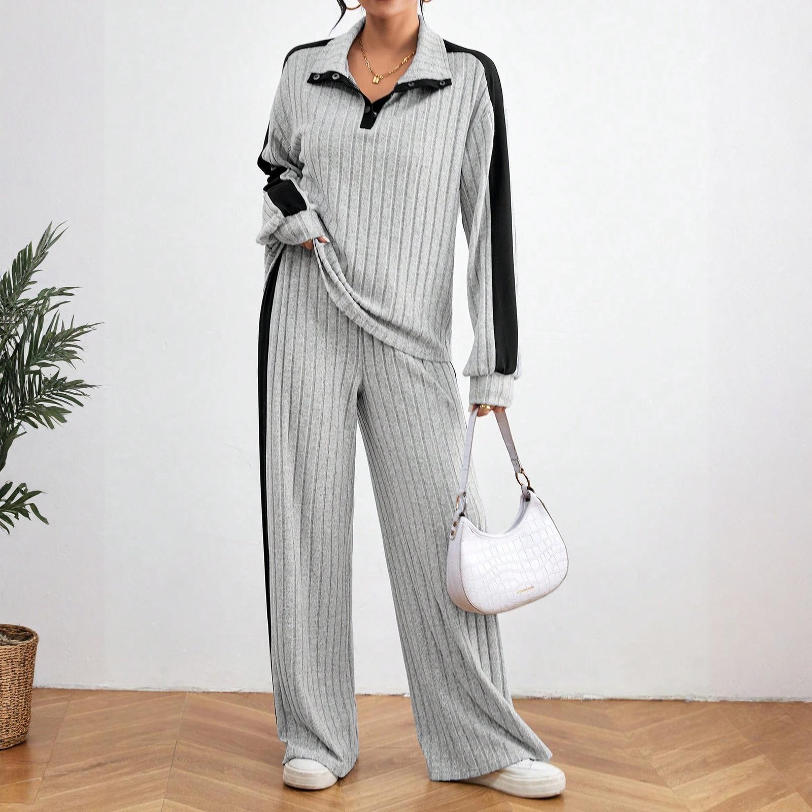 

Женский свободный и удобный худи на шнурке с молнией, с цветными блоками, повседневный модный топ, однотонный комплект брюк M