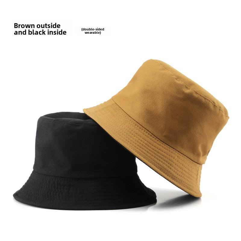 Female Spring and Autumn Personality Double-sided Light Plate Solid Color Bucket Hat Outdoor Sunscreen Sunshade Sun Hat Basin Hat