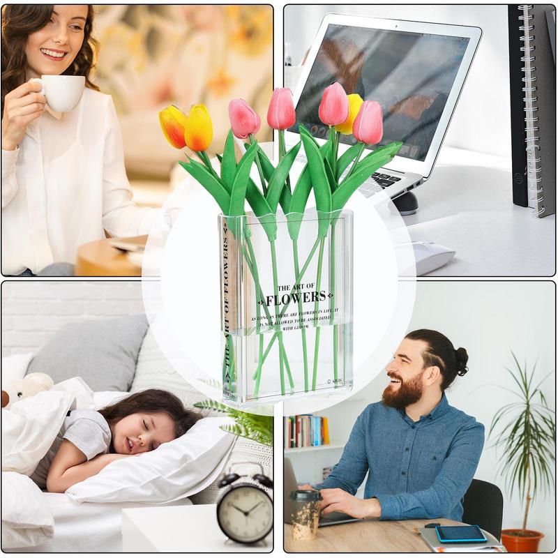 Book Vase For Flowers Transparent Acrylic Vases Decorative Hydroponic Plant Vase Creative For The Wall Glass Dining Room Kitchen