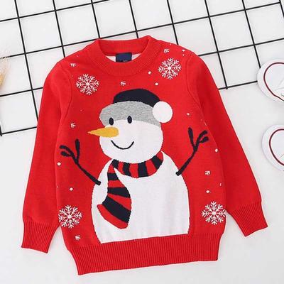 Christmas Clothes Knit Autumn Winter Korean Christmas Red Snowman Pullover Sweater Baby Boys Girls Sweater Children's Clothing