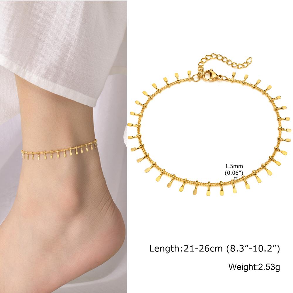 Gold Plated Heart Anklet for Women Stainless Steel Delicate Foot Jewelry Light Luxury Party Gifts for Girl