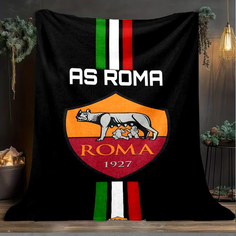 1pz Coperta Morbida in Flanella Stampata AS Roma1 Calcio per Camera da Letto Adulti Soggiorno Divano Campeggio Viaggio Regali per Fan Regali di Natale