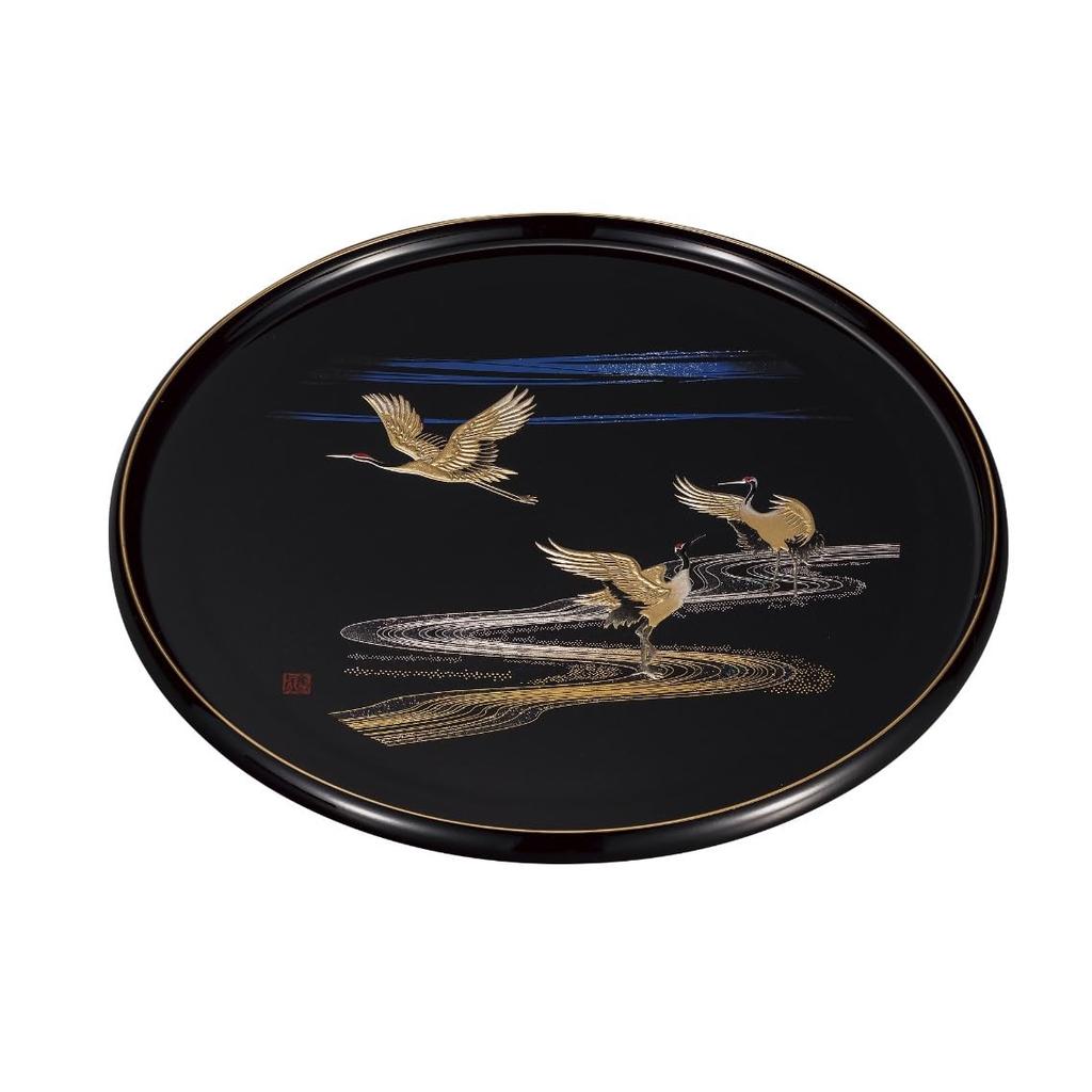 Maeju Lacquerware Round Masatsuru 10.0mm Tray, (B) 6M-120