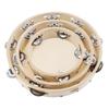 Wood 6 8 10 Inch Hand Held Tambourine Sheepskin Head Single Row Jingles Church Party KTV Musical Educational Rhythm Percussion Instrument Gifts
