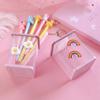 1Pc Pink Metal Pen Holder Office Organizer Cosmetic Square Cil Stand Holders Stationery Container School Supplies