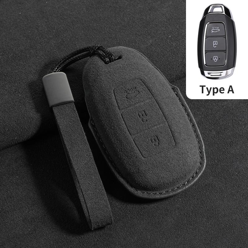 3 Buttons Suede Shell Fob For Hyundai I30 Ix35 Kona Encino Solaris Azera Grandeur Ig Accent Santa Fe Palisade Car Key Case Cover