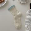 Ladies Spring and Summer Thin Color Hollow Out Boneless In The Tube Pile Pile Cotton Socks