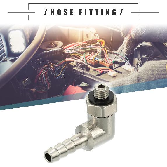 

Motoforti Universal Car 90 Degree Brass Fitting Hose Adapter, Hose Fitting, 4mm 5/32 Barb to Male Metric M5x0.8, Durable, Brass, Silver Tone