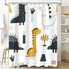 Brightly Colored Kids Bathroom Decor Shower Curtain With Dinosaur Print For Toddlers Bath