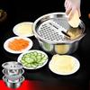 3 Piece Stainless Steel Vegetable Slicer Set Reusable Fruit Potato Vegetable Slicer Easy To Clean Vegetable Sink Drainer Basket