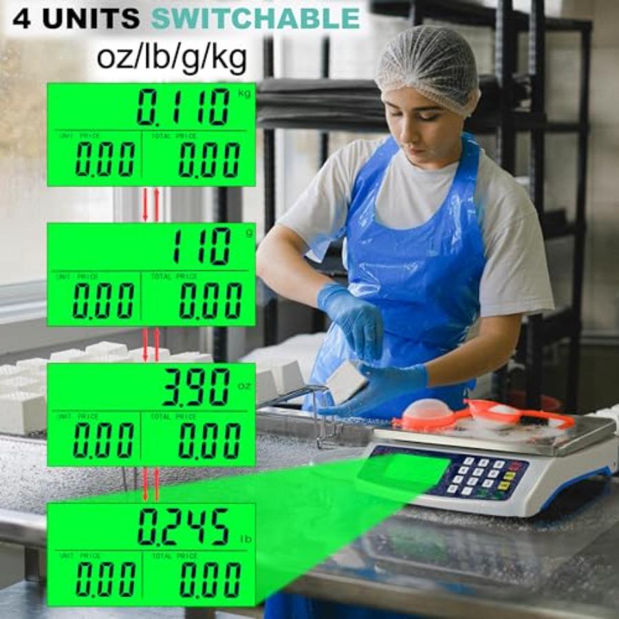 Commercial Weight-Price Scale 88lb 40kg/ 1g Professional Market Scale with Counting Function Ideal for Restaurant Kitchens Cate