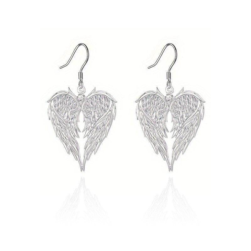 New Hip-hop Fashion Feather Angel's Wings Heart Inlay Zircon Pendant Necklace for Men Women Rock Punk Jewelry Accessories Gifts