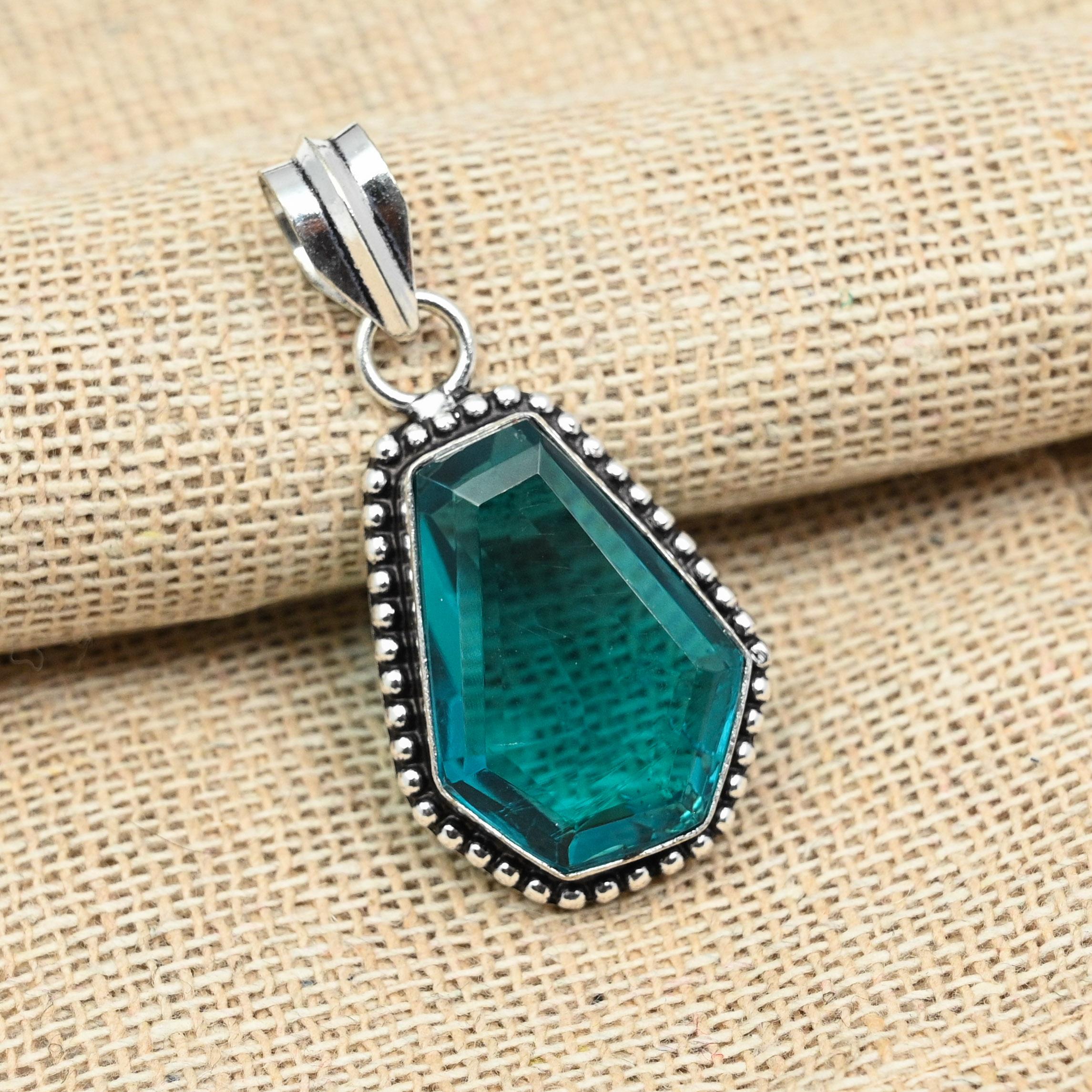 

Индиколит, турмалин, драгоценный камень, твердое серебро 925 пробы, ослепительные подвески, ювелирные изделия 1.77 Inches синий