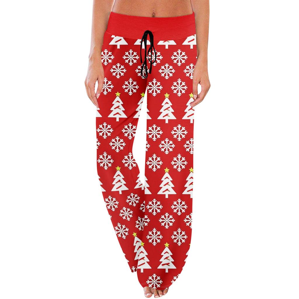 Pajama Pants Sleepwear Casual Drawstring Elastic Waist Pants Comfy Straight Yoga Loose Trousers