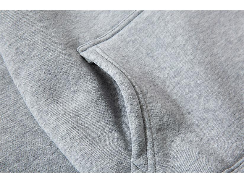 Unisex Fleece-Lined Thick Hooded Jacket - Solid Color, Trendy Autumn/Winter Style, Custom Logo Printing