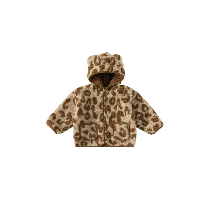 Kids Furry Coat Leopard Print Autumn New Arrival Girl Lamb Wool Clothes Baby Girl Tops Thickened Thermal Autumn Clothing Men