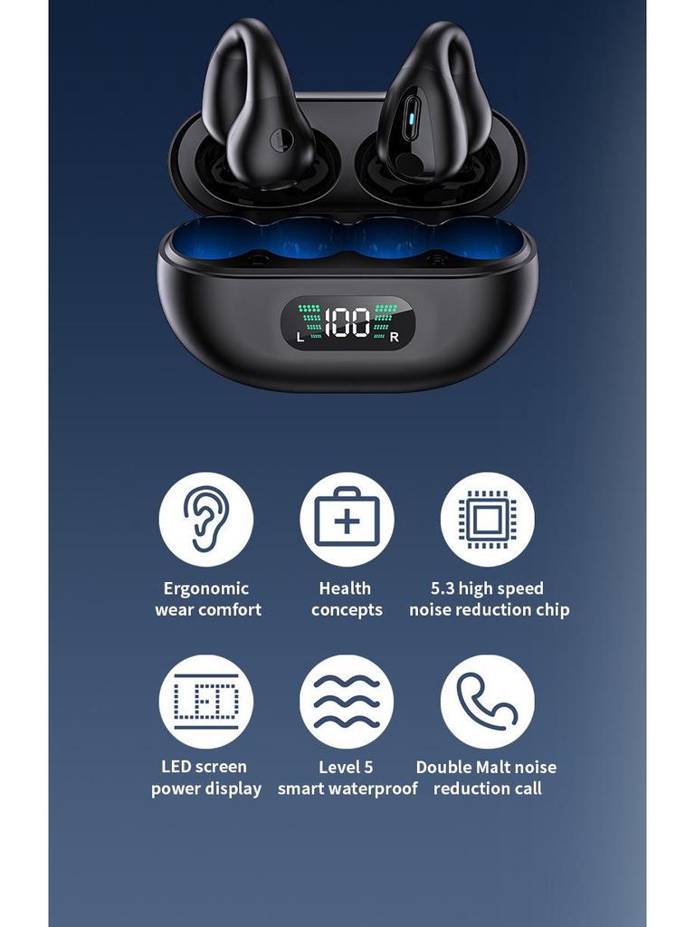 Cross-border Wireless Noise-Cancelling Over-ear Bluetooth Sports Earbuds with Large Battery and Ear Clip Design