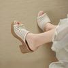 Fashion 2025 Woven Cutout Round Toe Flip Flops Small Platform Platform Heightened Open Toe Women's Slipper