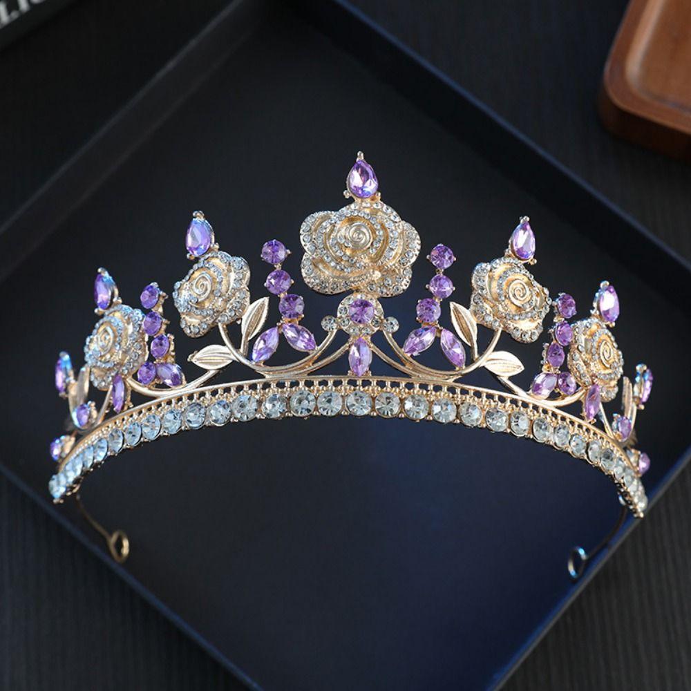 Sparkling Baroque Crystal Crown Gorgeous Elegant Luxury Crystal Tiara Dazzling Vintage Rhinestone Tiara Gorgeous Accessories