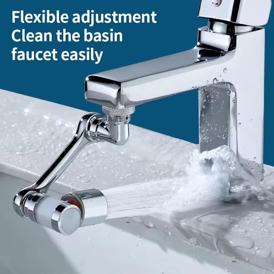 Metal 1080° Rotation Faucet Extender with Filter Tap Aerator Universal 2 Modes Splash Basin Swivel Robotic Arm Faucets Extender