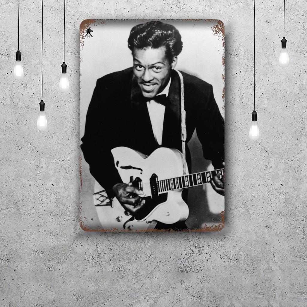 Chuck Berry Band Decor Poster Vintage Tin Sign Metal Sign Decorative Plaque for Pub Bar Man Cave Club Wall Decoration