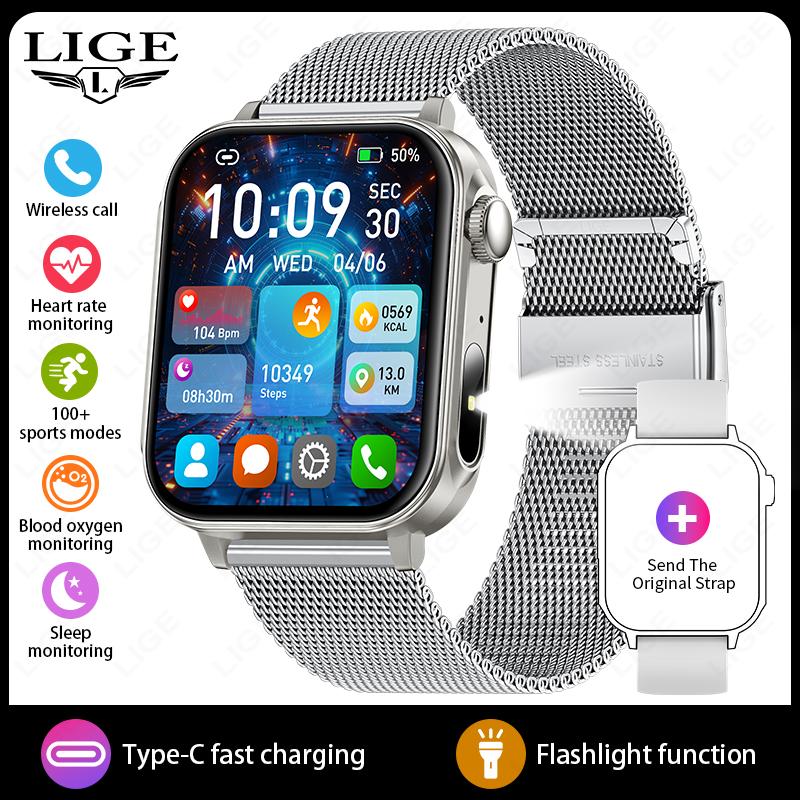 New Type-C Fast Charging Smart Watch Men 1.83-Inch HD Bluetooth Call Heart Rate 100+ Sport Waterproof Smartwatch Women