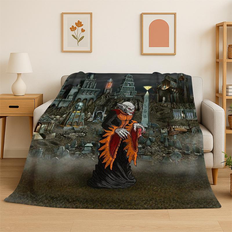 Retro Heroes of Might and Magic Map Game Flannel Blanket Soft Warm Throw Blanket for Bedroom Living Room Bed Travel Picnic